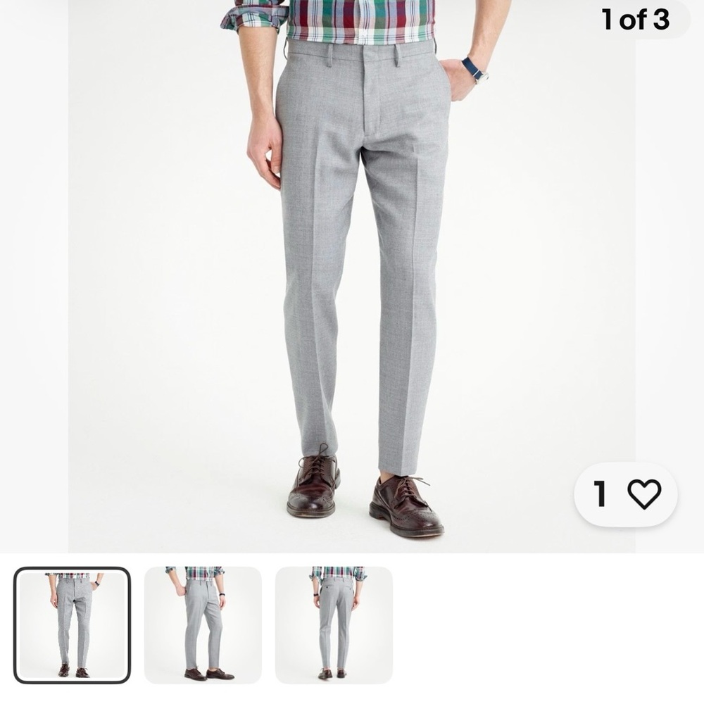 Stylish Gray Dress Pants/JCREW BOWERY 34x34. Slim fit.